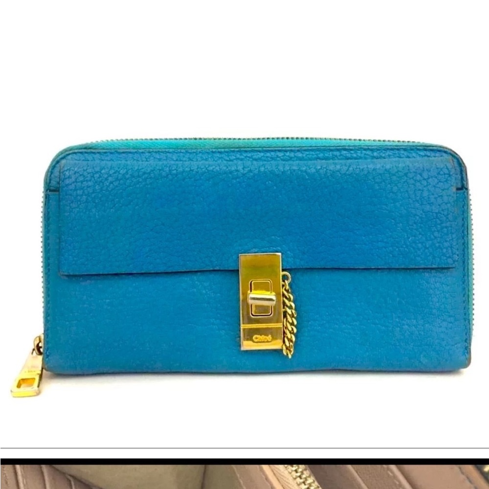 Chloe Drew blue zip around long wallet